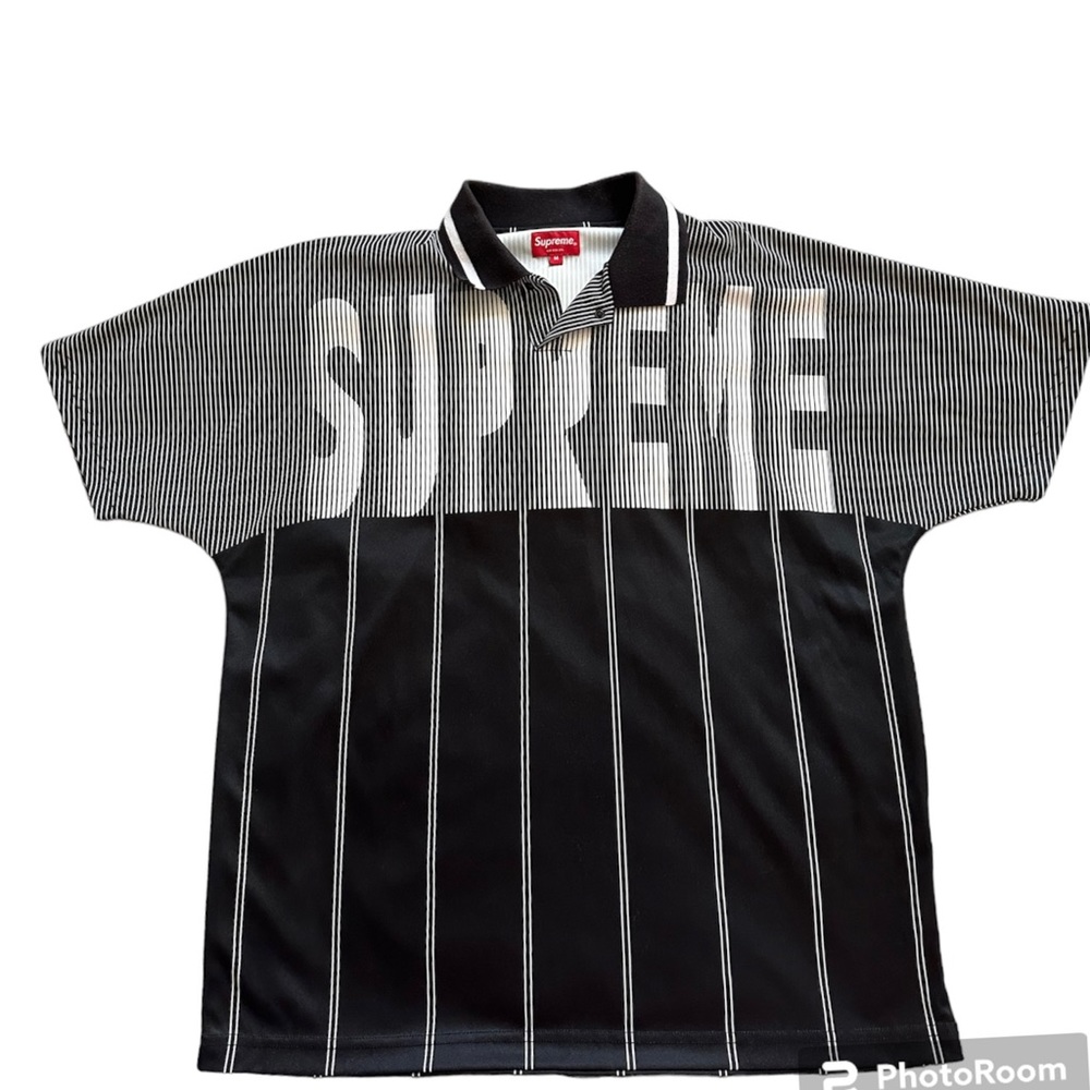 Supreme Soccer Polo Jersey Black and White Size Medium